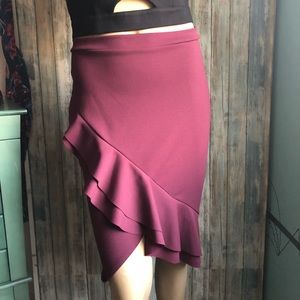 Long feathered pencil skirt